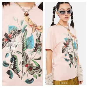 Obey Rose Pink Butterfly Graphic T-Shirt | XS